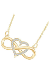 Yellow Gold Color Diamond Love Heart Infinity Pendant Necklace