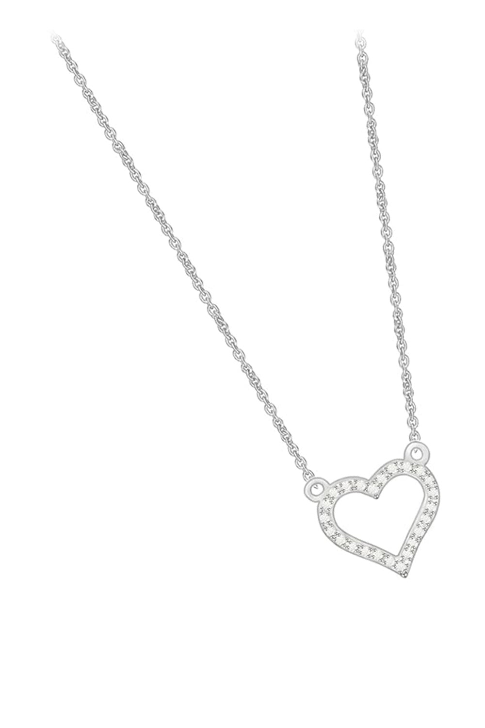 White Gold Color Open Heart Pendant Necklace, Pendant For Women