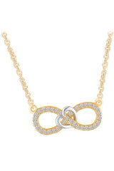 Yellow Gold Color Diamond Infinity Heart Pendant Necklace