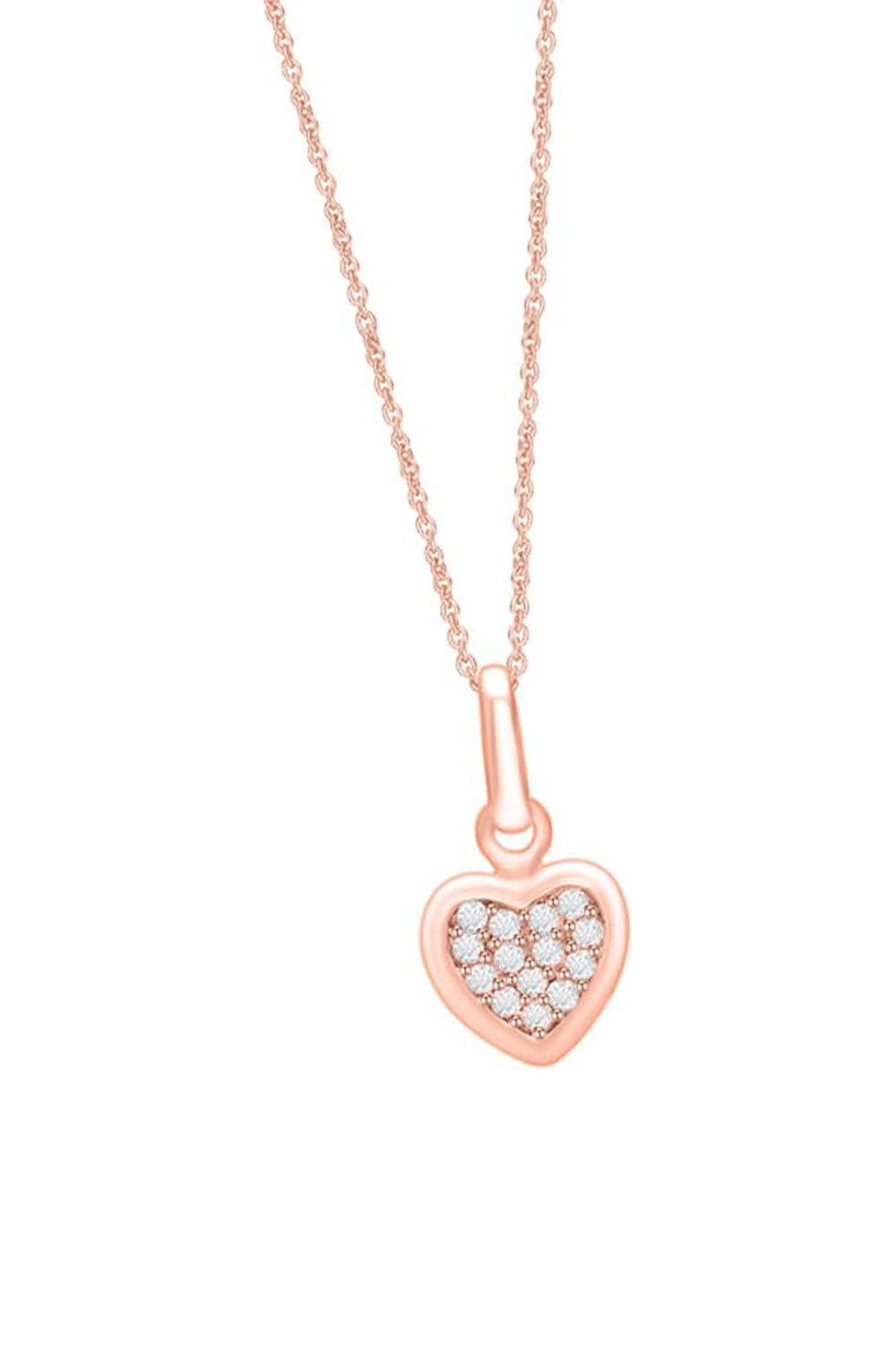 Rose Gold Color Round Moissanite Cluster Heart Pendant Necklace