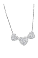 White Gold Color Triple Heart Necklace, Women's Pendant Necklace