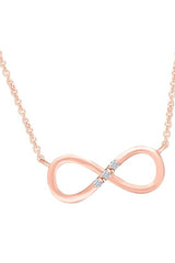 Rose Gold Color Three Stone Infinity Pendant Necklace