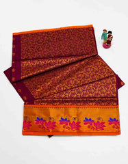 Rich Purple Color Venkatagiri Cotton Saree