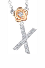 X Letter Flower Pendant Necklace