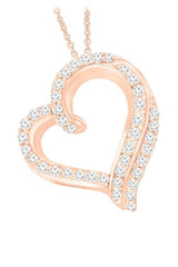 Rose Gold Color Moissanite Love Heart Pendant Necklace