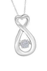 White Gold Color Trendy Moissanite Diamond Heart Infinity Pendant Necklace