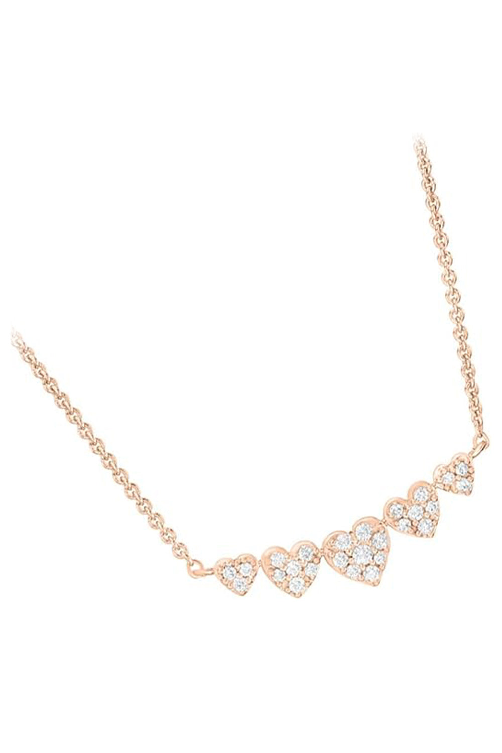 Rose Gold Color Five Heart Bar Pendant Necklace