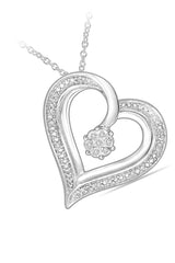 White Gold Color Love Heart Pendant Necklace, Pendant For Women