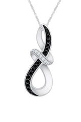 New White Gold Color Black and White Moissanite Infinity Pendant Necklace