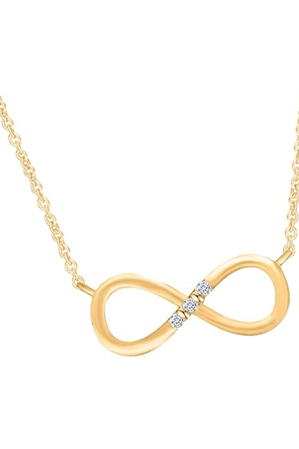 Yellow Gold Color Three Stone Infinity Pendant Necklace