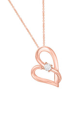 Rose Gold Color Crossover Heart Pendant Necklace