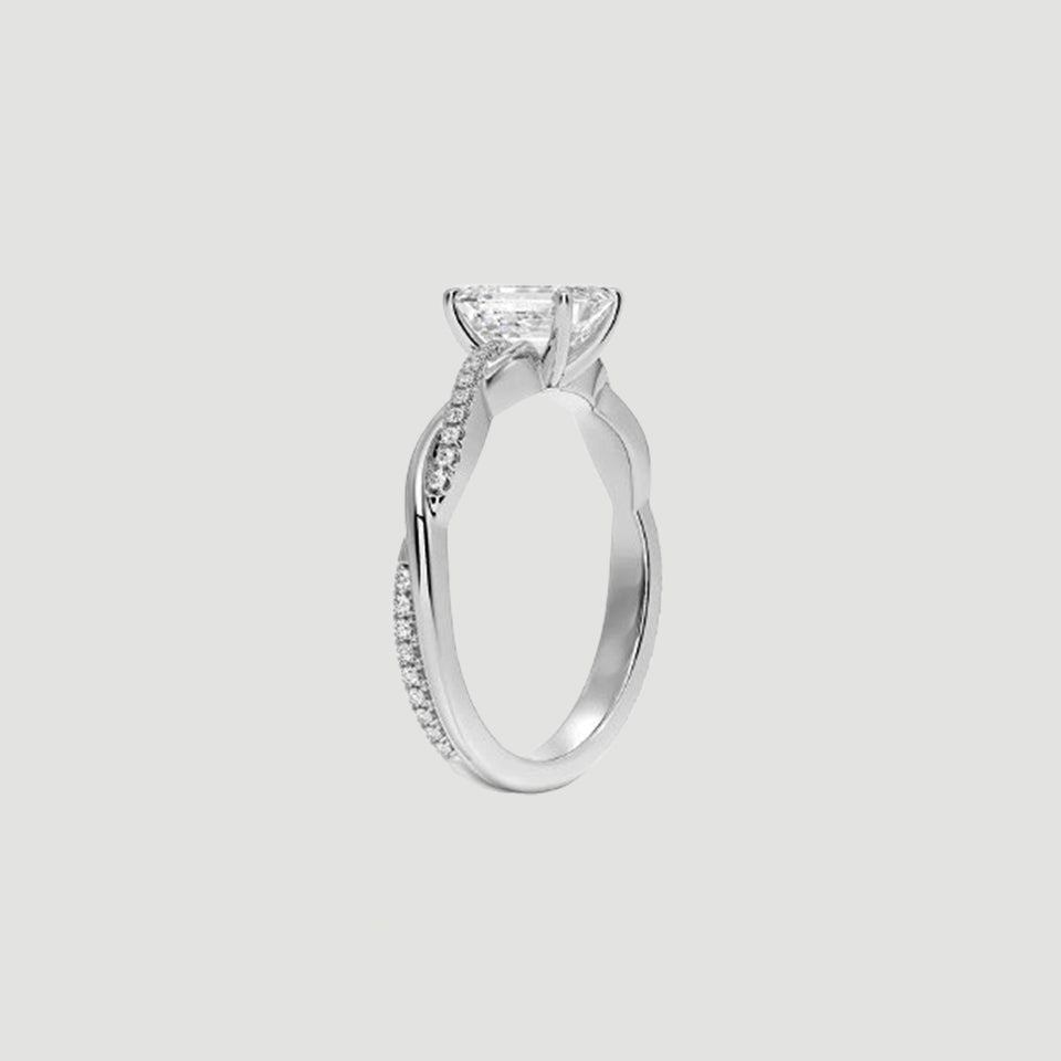 Emerald Cut Moissanite Twisted Ring