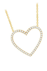 Exclusive Yellow Gold Color Round Moissanite Heart Pendant Necklace