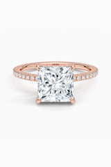 Princess Moissanite Pave Set Ring