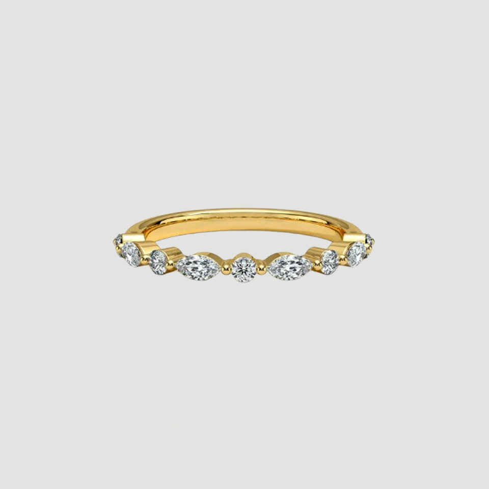 Round Shape Moissanite Stackable Band Ring