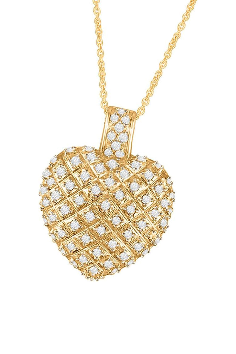Yellow Gold Color Love Heart Shape Pendant Necklace