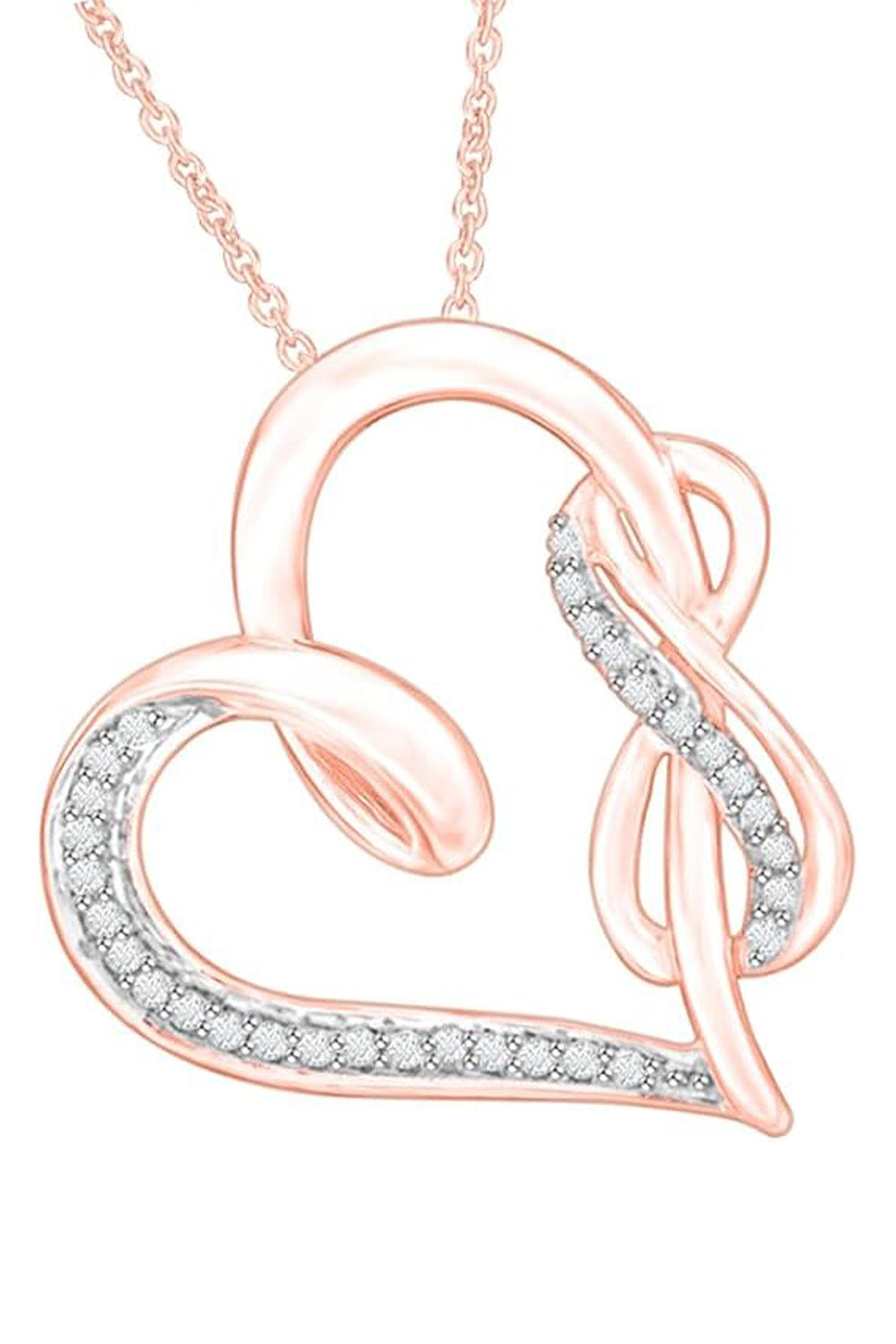 Rose Gold Color Infinity and Swirl Heart Pendant