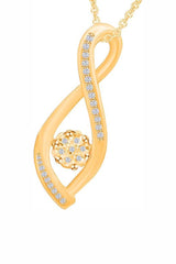 Yellow Gold Color Yaathi Infinity with Cluster Pendant Necklace
