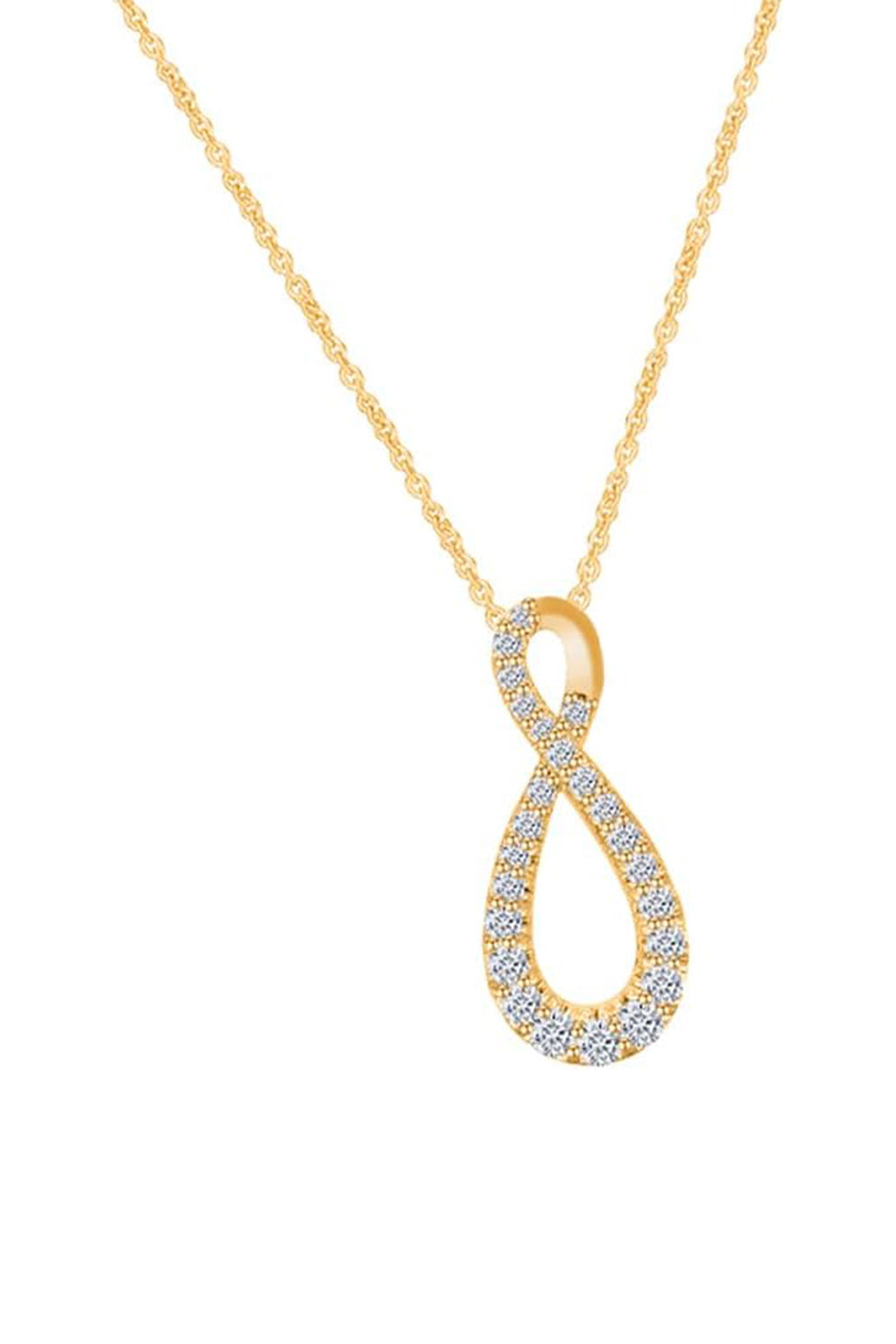 Yellow Gold Color Round Moissanite Infinity Pendant Necklace