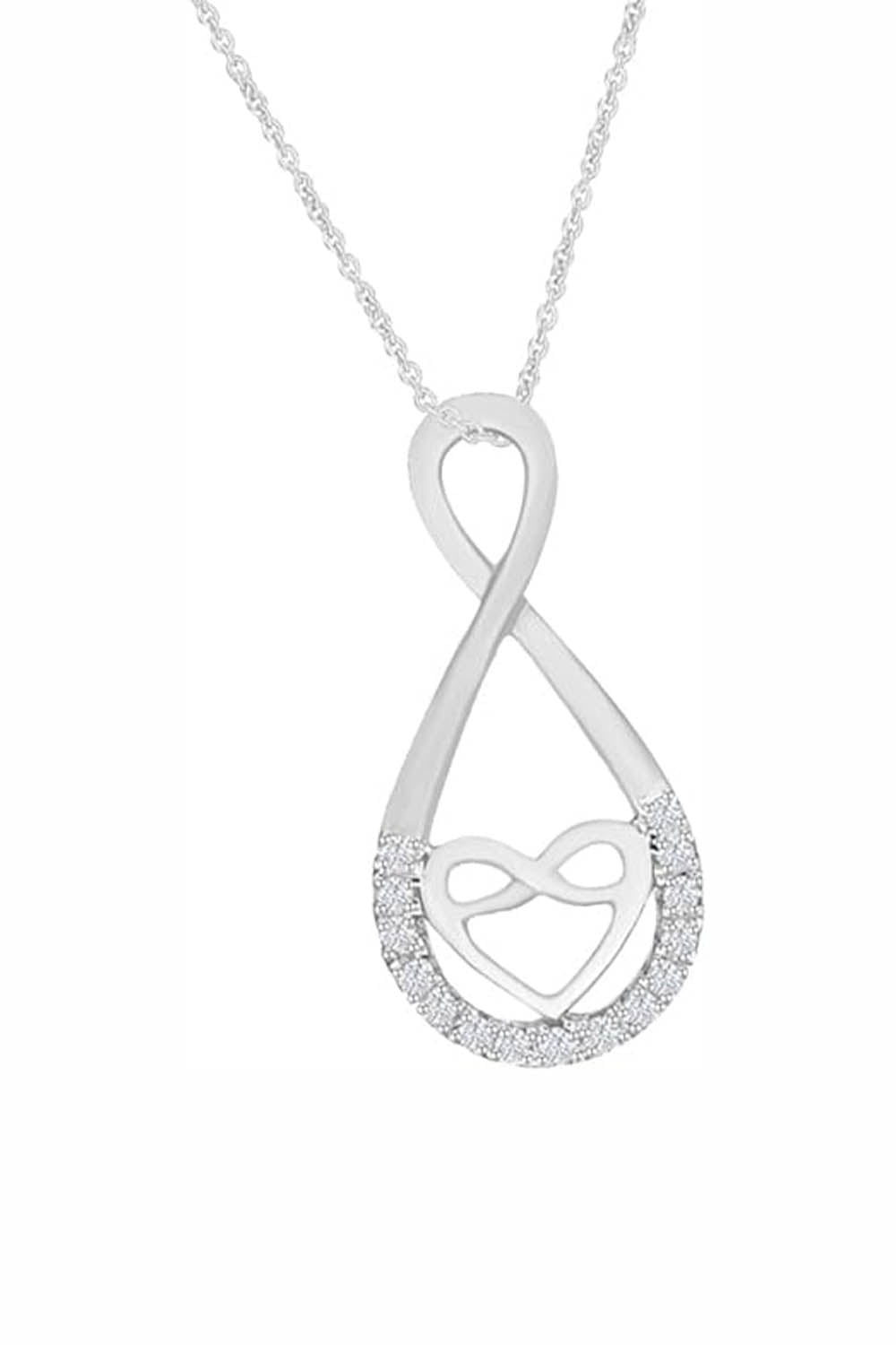 White Gold Color Yaathi Infinity with Heart Pendant Necklace 