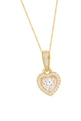 Yellow Gold Color Heart Vintage Style Pendant Necklace
