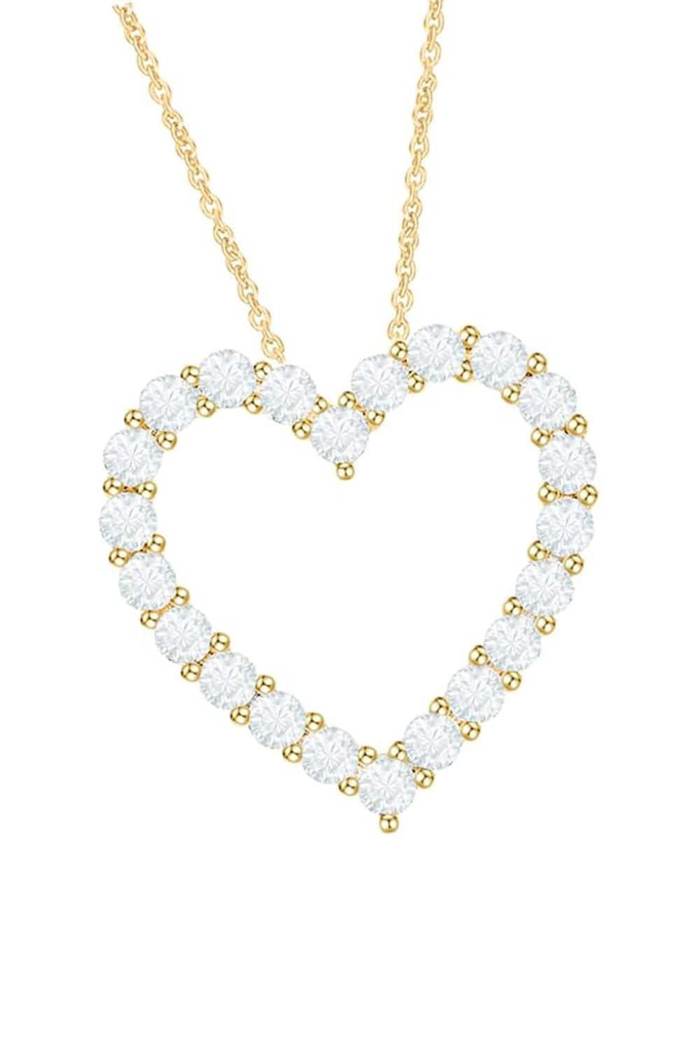 Yellow Gold Color Moissanite Heart Necklace, Heart Pendant Necklace 