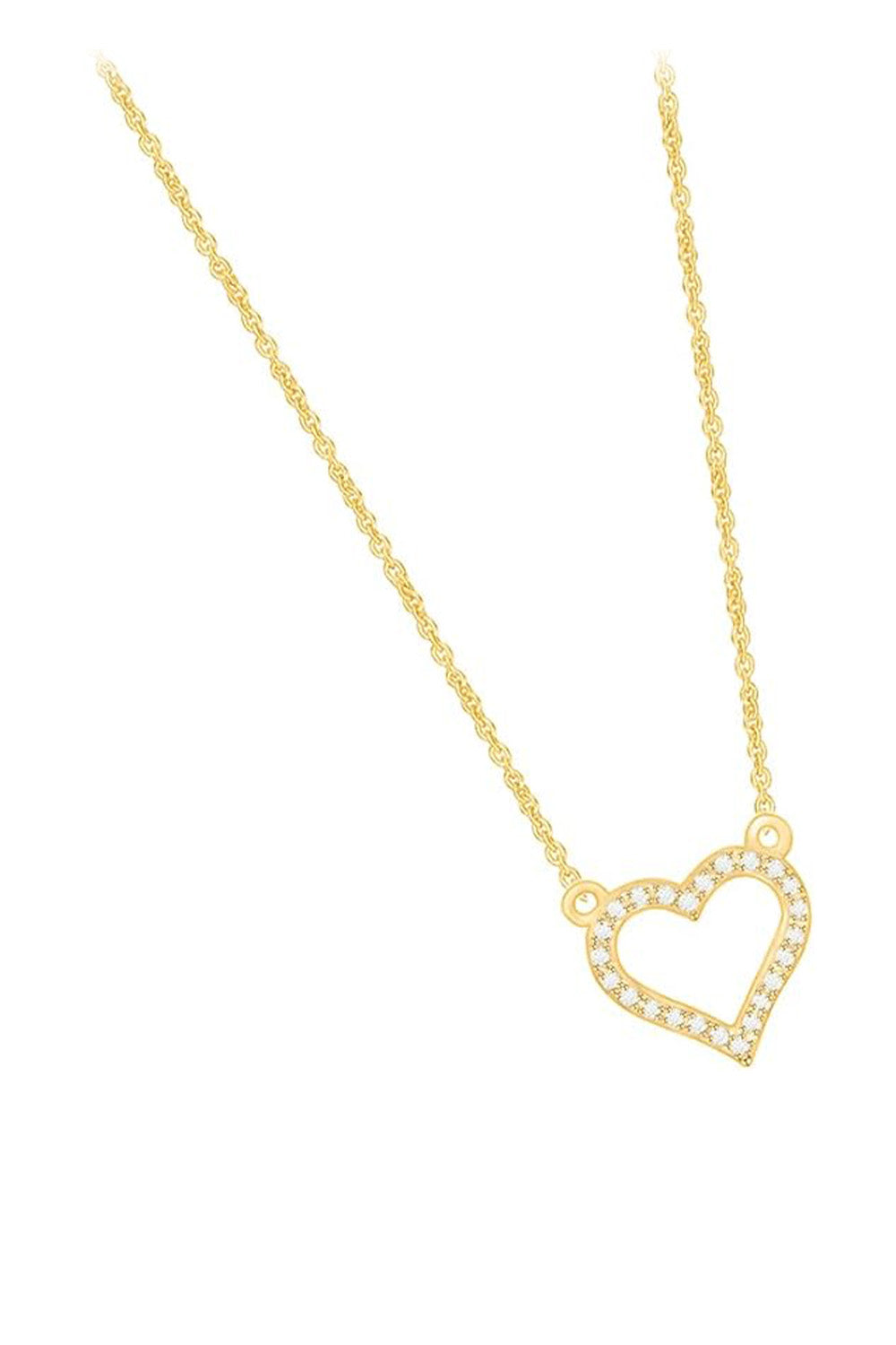 Yellow Gold Color Open Heart Pendant Necklace, Pendant For Women