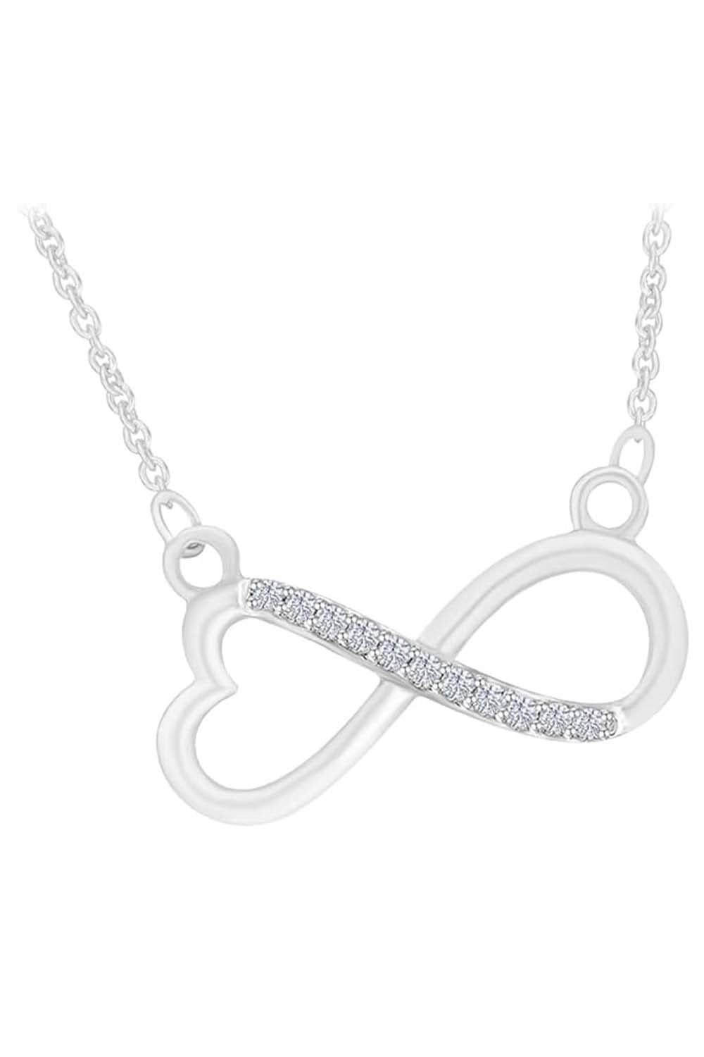 White Gold Color Yaathi 1/4 Cttw Moissanite Infinity with Heart Necklace