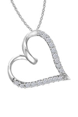 White Gold Color Round Moissanite Twirl Love Heart Pendant Necklace 