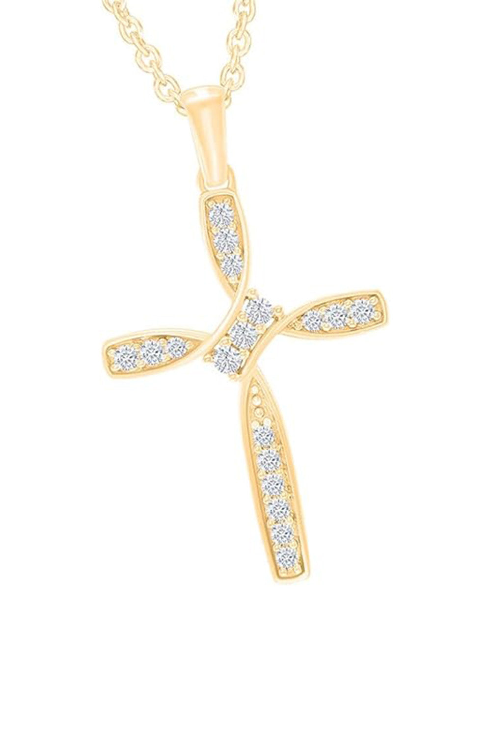 Yellow Gold Color Yaathi Bypass Cross Pendant Necklace,  Jewellery
