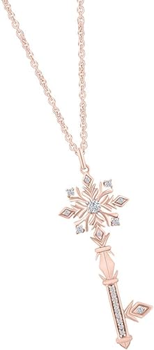 Rose Gold Color Moissanite Snowflake Key Pendant Necklace