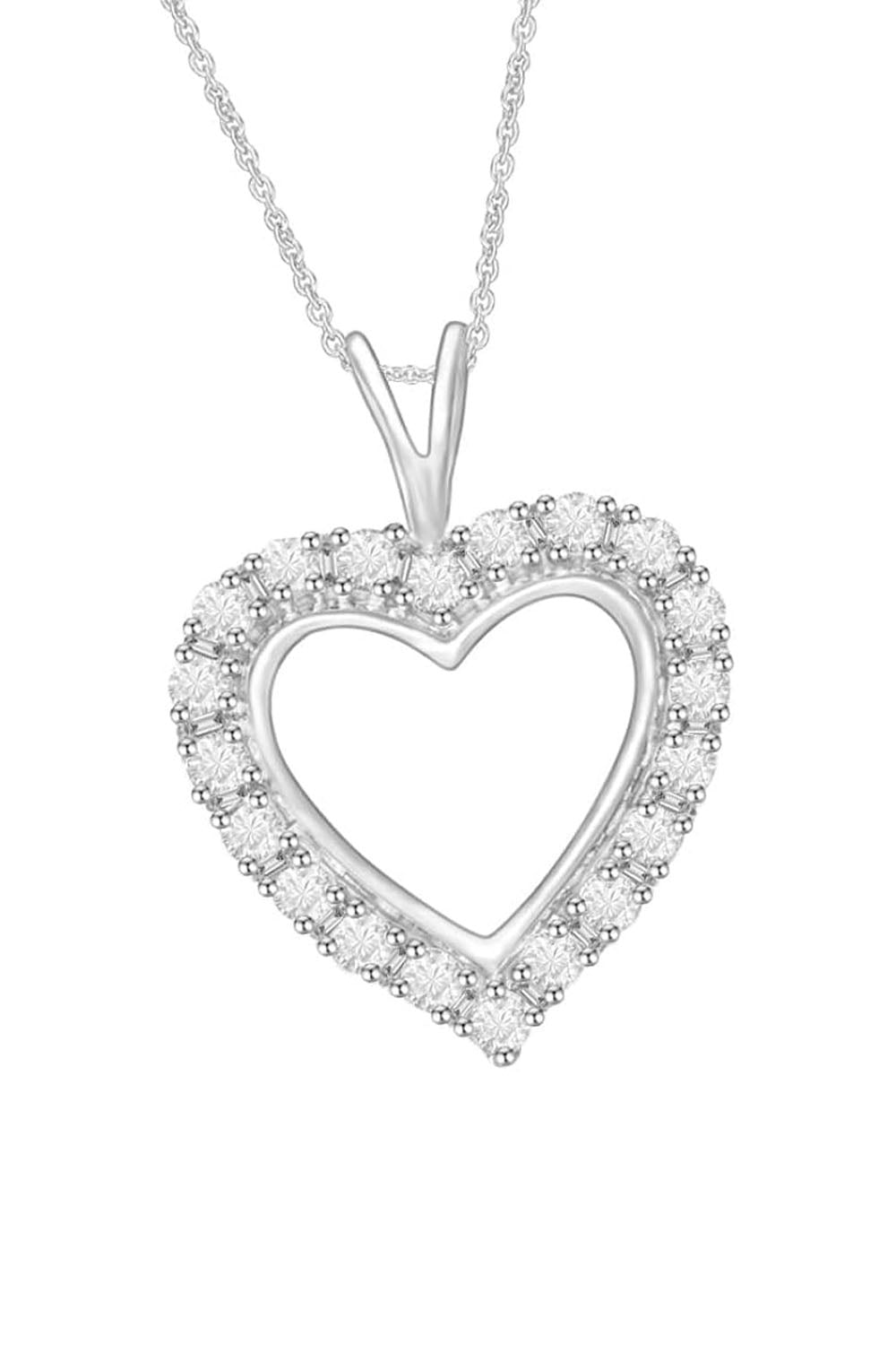 White Gold Color Moissanite Love Heart Pendant Necklace
