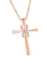 Rose Gold Color Infinity Cross Pendant Necklace 