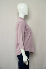 Grey Pink Color Mandarin Collar Top