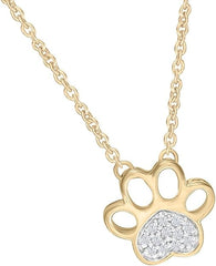 Yellow Gold Color Moissanite Heart Paw Print Necklace, Fashion Jewellery