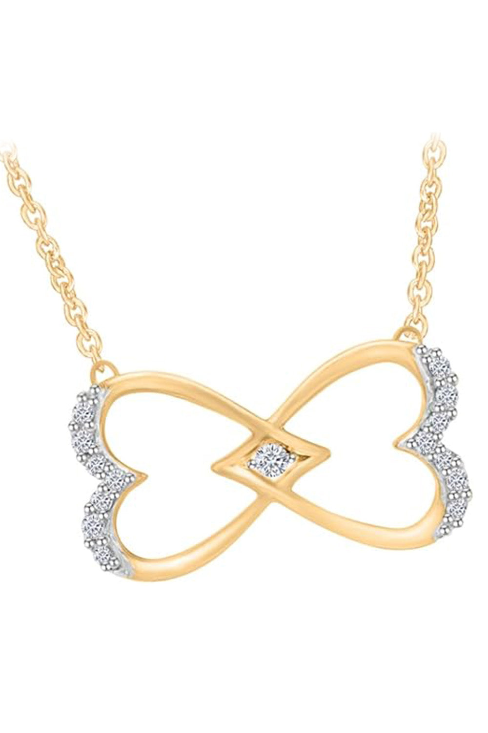 Yellow Gold Color Heart-Shaped Infinity Pendant Necklace