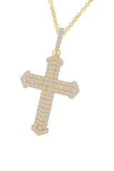 Yellow Gold Color Multi-Row Moissanite Cross Pendant Necklace, Jewellery