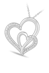 White Gold Color Interlocking Love Double Heart Pendant Necklace