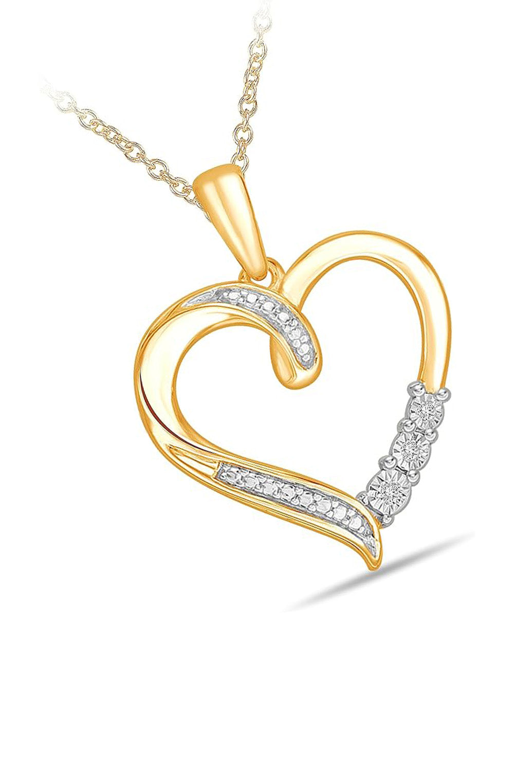 Yellow Gold Color Ladies Heart Pendant Necklace