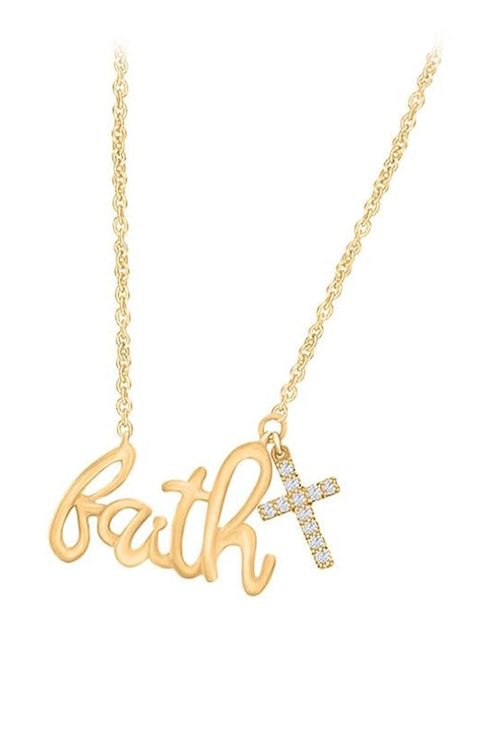 Yellow Gold Color Moissanite Cross Faith Charm Pendant Necklace Online