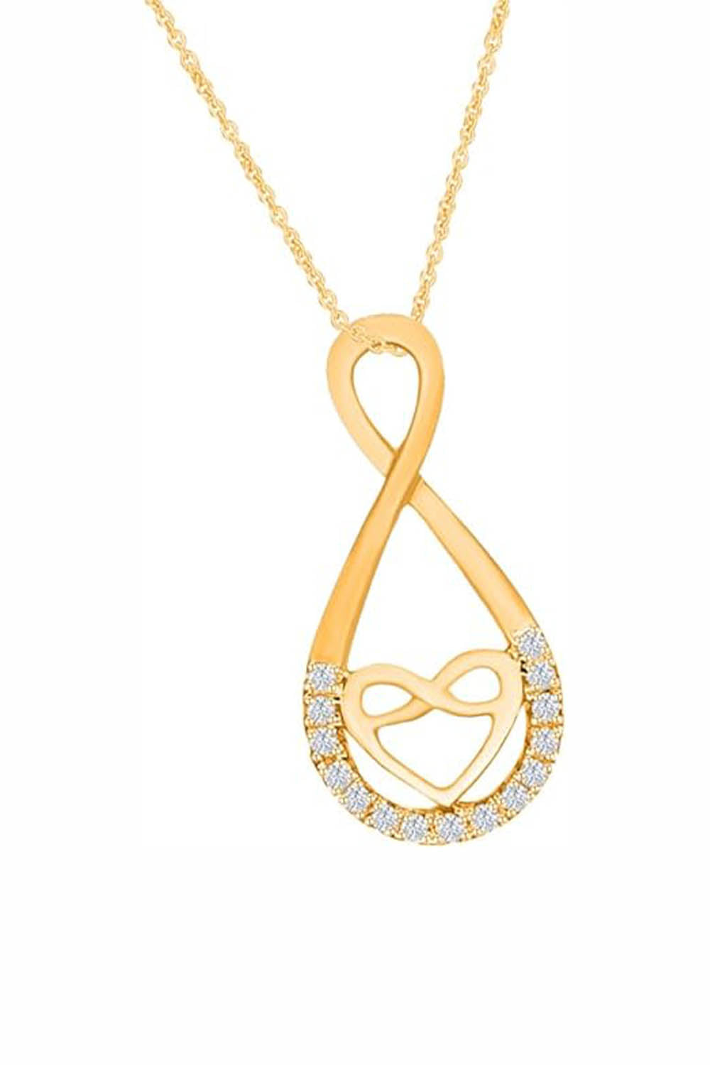 Yellow Gold Color Yaathi Infinity with Heart Pendant Necklace 