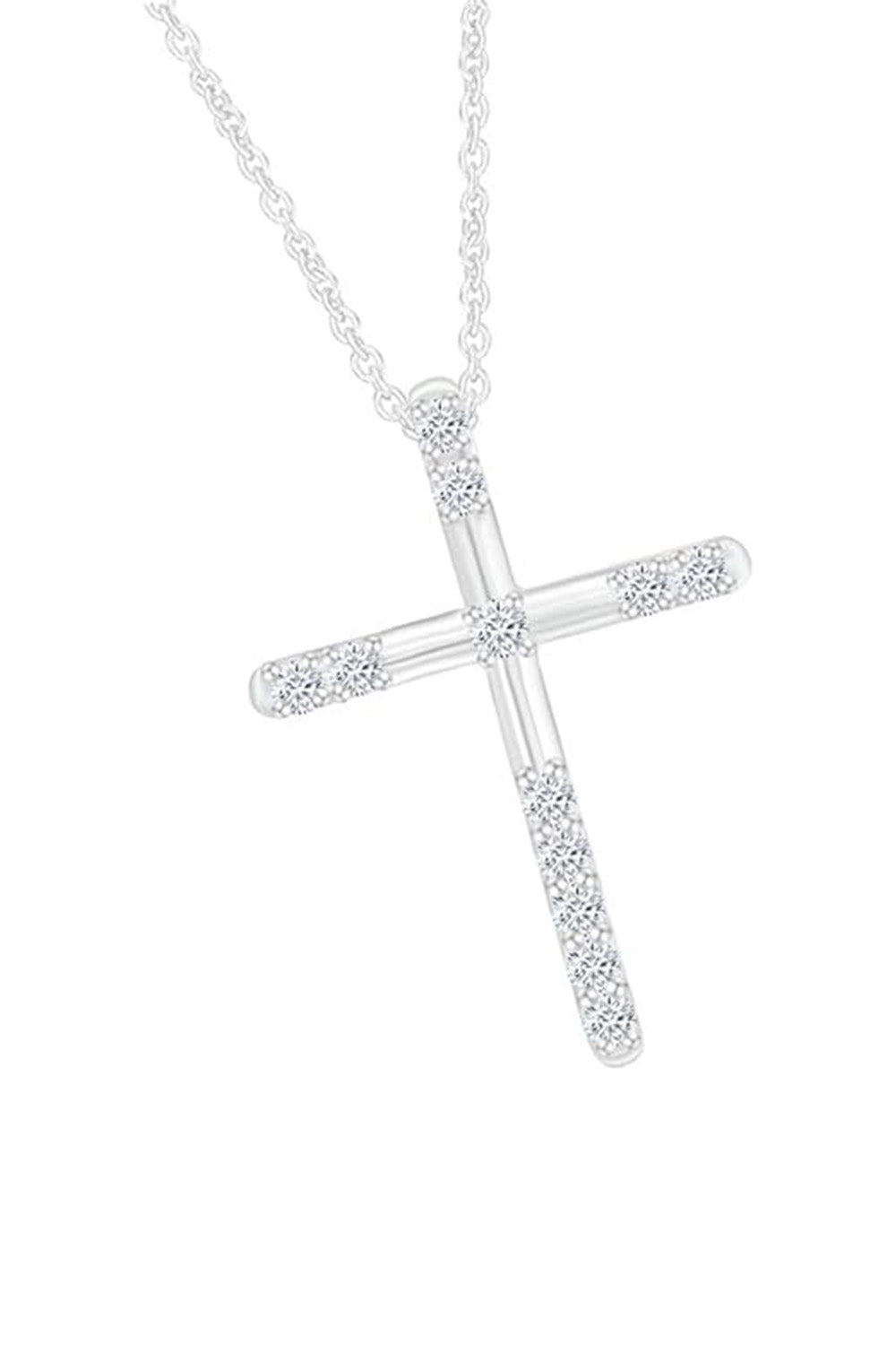 White Gold Color Cross Pendant Necklace for Women, Fashion Jewellery