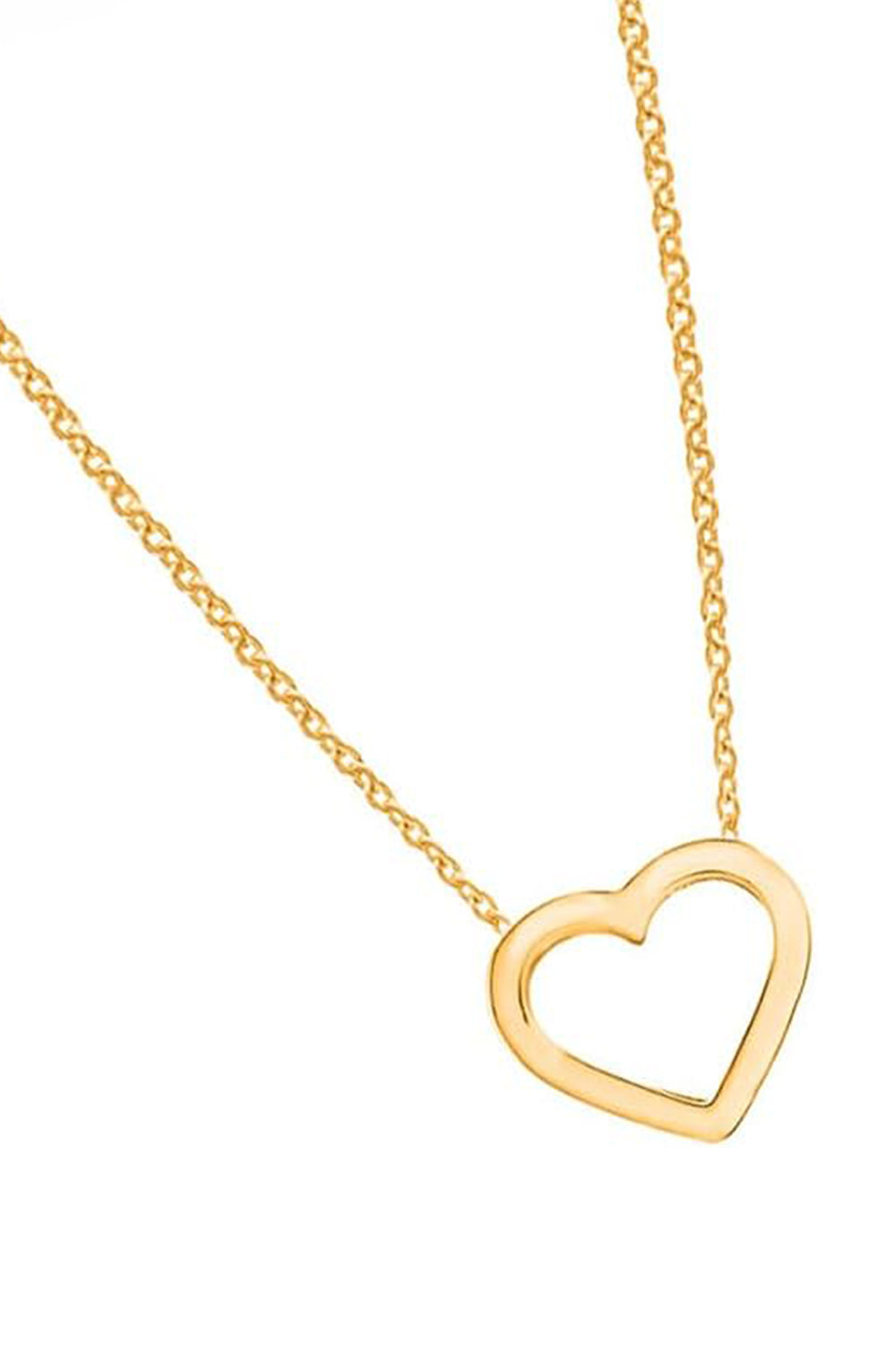 Yellow Gold Color Open Heart Pendant Necklace