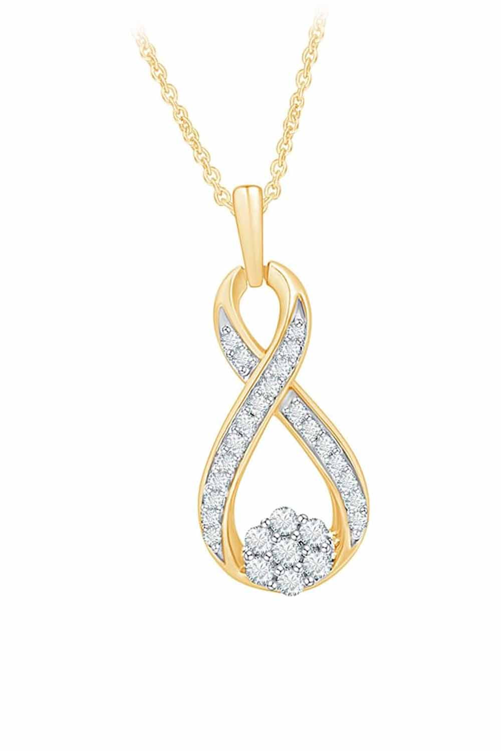 Yellow Gold Color Yaathi Moissanite Infinity Pendant Necklace for Women 
