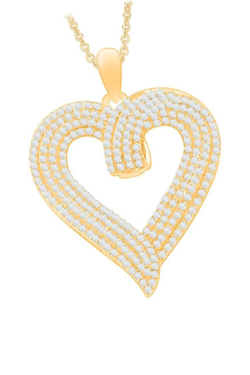 Yellow Gold Color Moissanite Diamond Heart Pendant Necklace