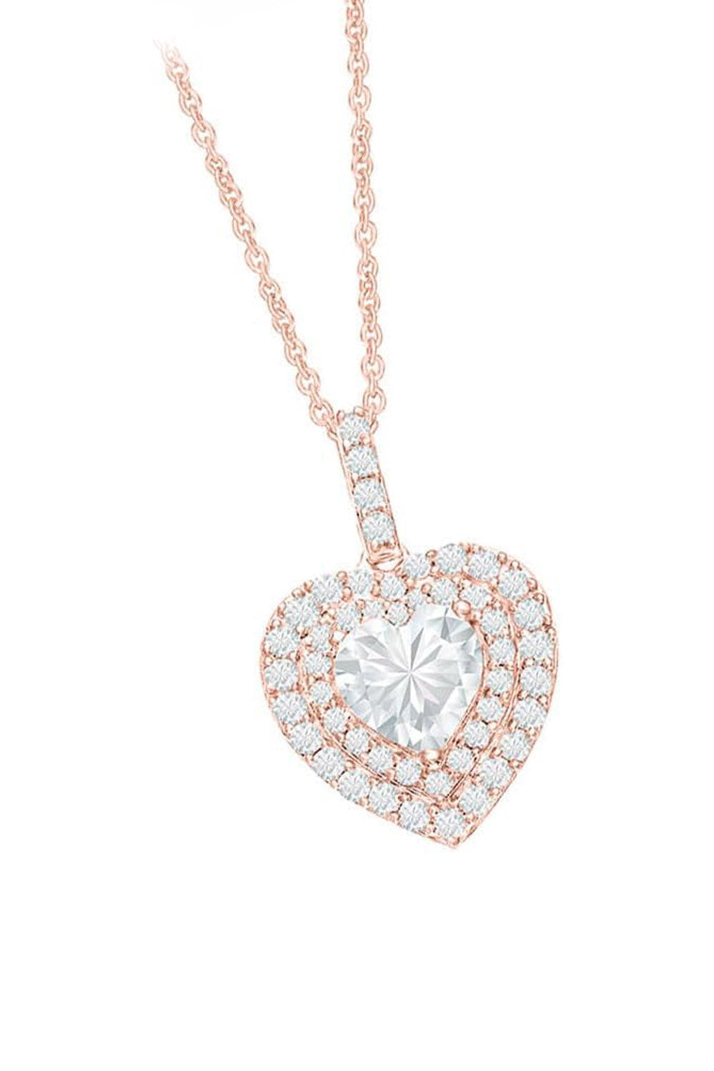 Rose Gold Color Popular Moissanite Love Heart Pendant Necklace