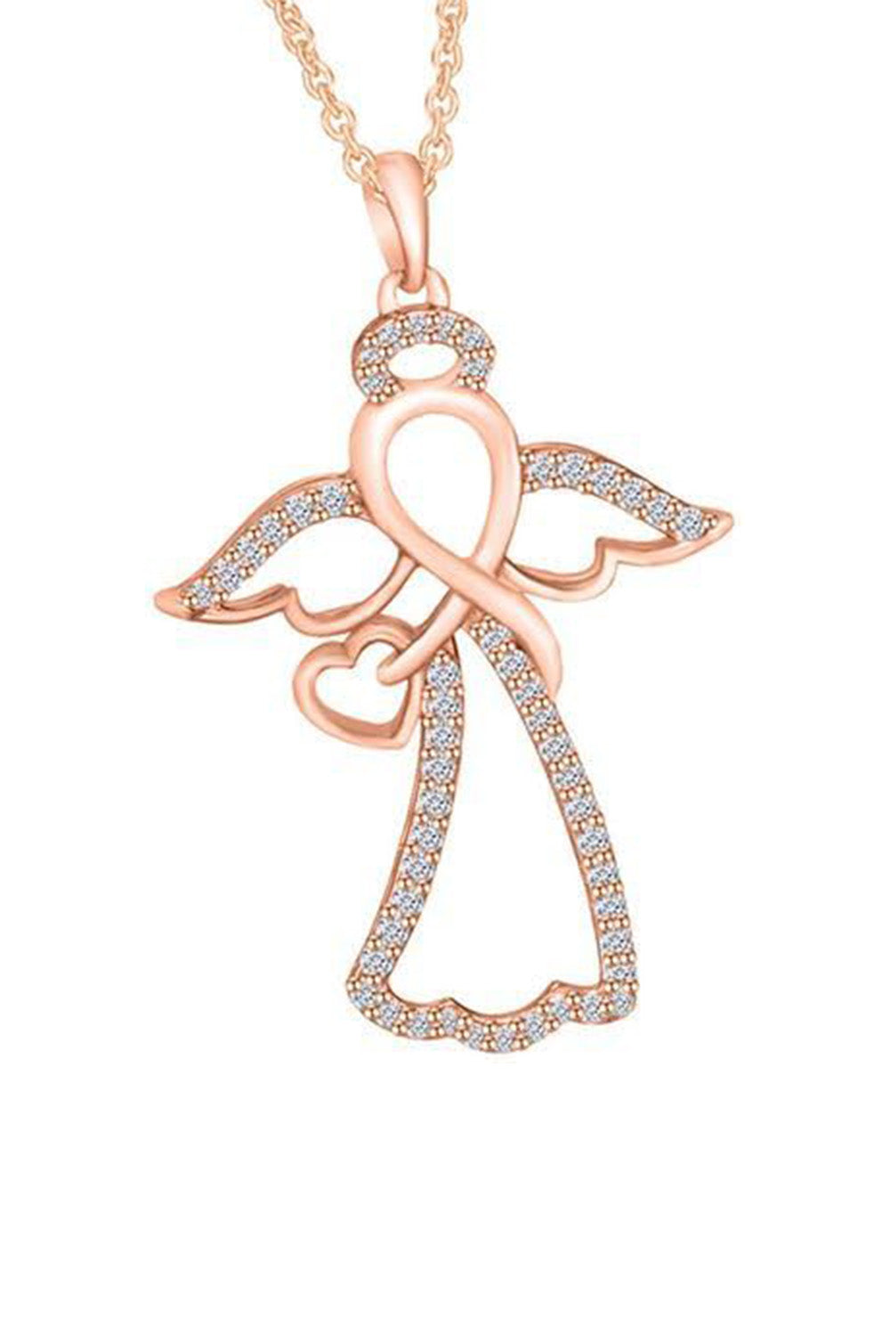 Rose Gold Color Infinity Angel Pendant Necklace