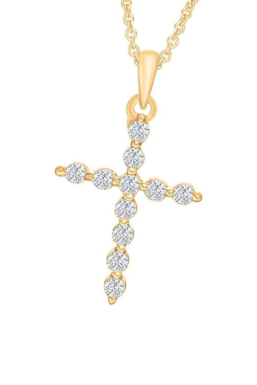Yellow Gold Color Yaathi Moissanite Cross Pendant Necklace 18k Gold