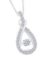 White Gold Color Moissanite Diamond Layered Infinity Pendant Necklace 