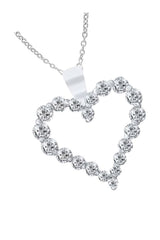 White Gold Color Moissanite Heart Pendant Necklace, Pendant For Women